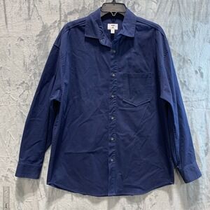Mode of One Men's Shirt Long Sleeve Button Up Navy Blue Thick Medium‎